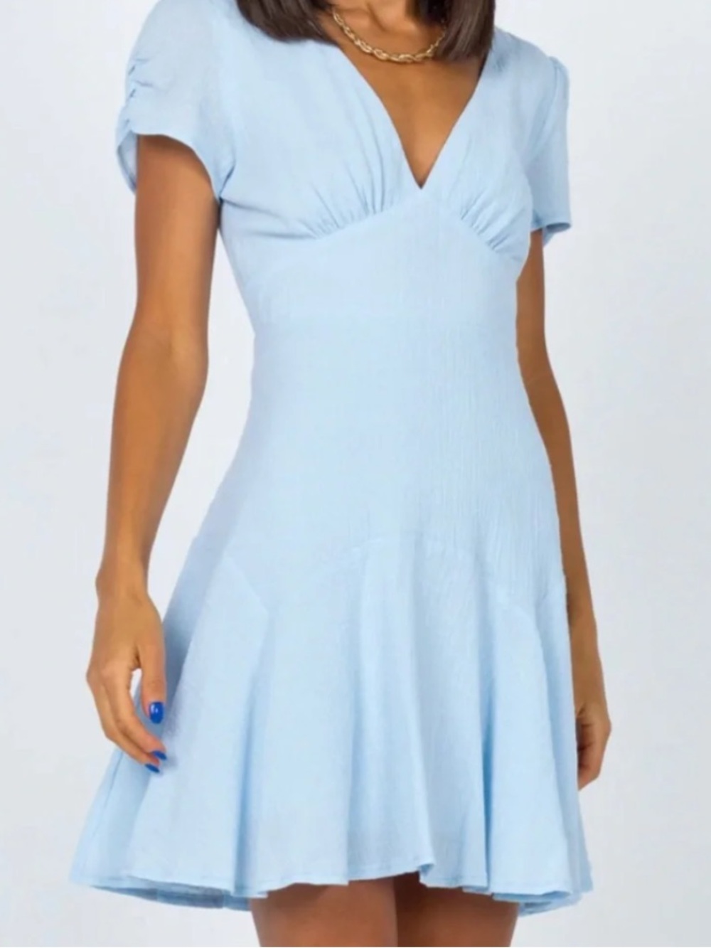 Princess Polly Light Blue V-Neck Mini Dress